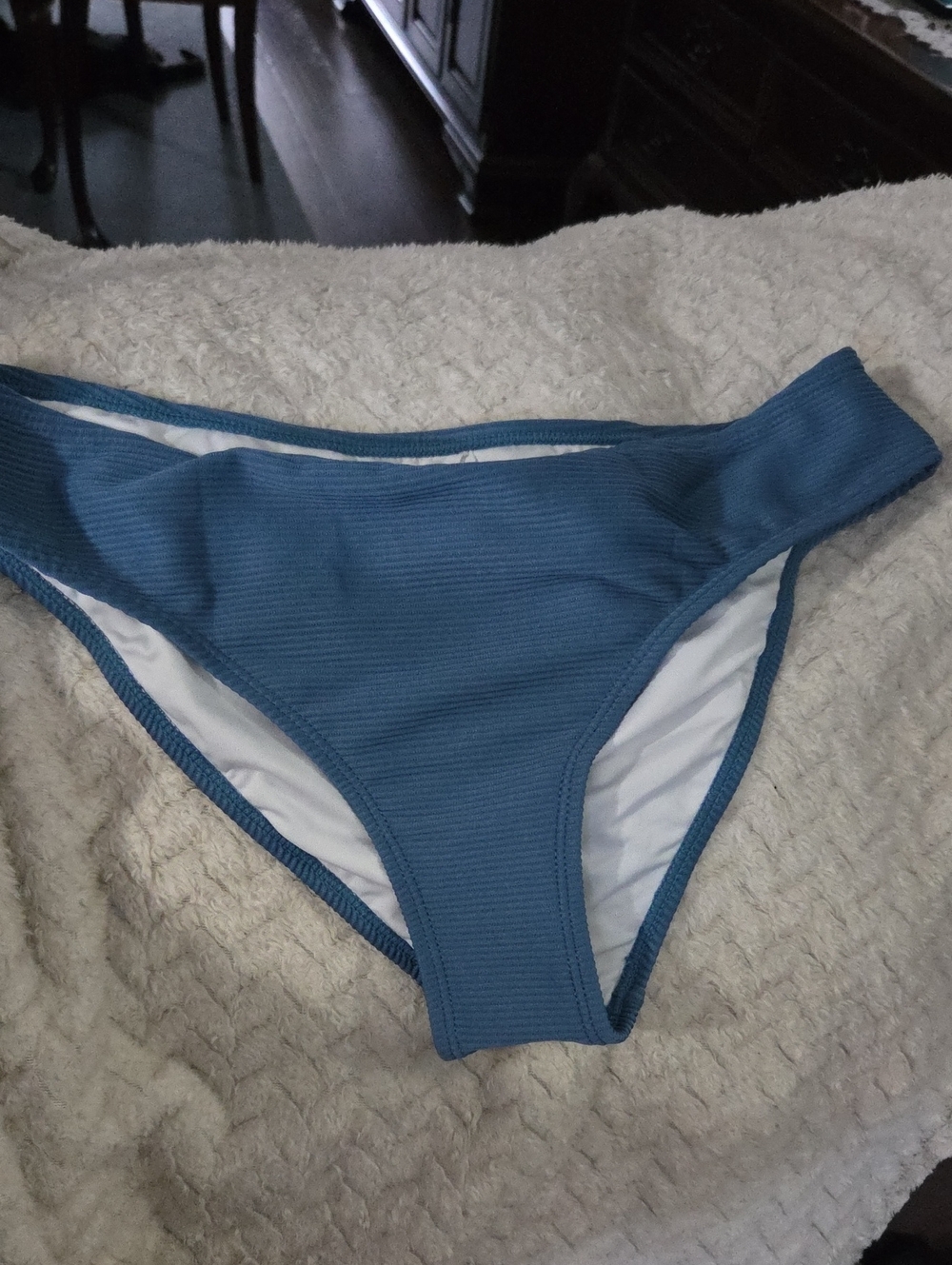 Cupshe Blue Teal Ribbed Bikini Bottom Sz L ✨️5/$30